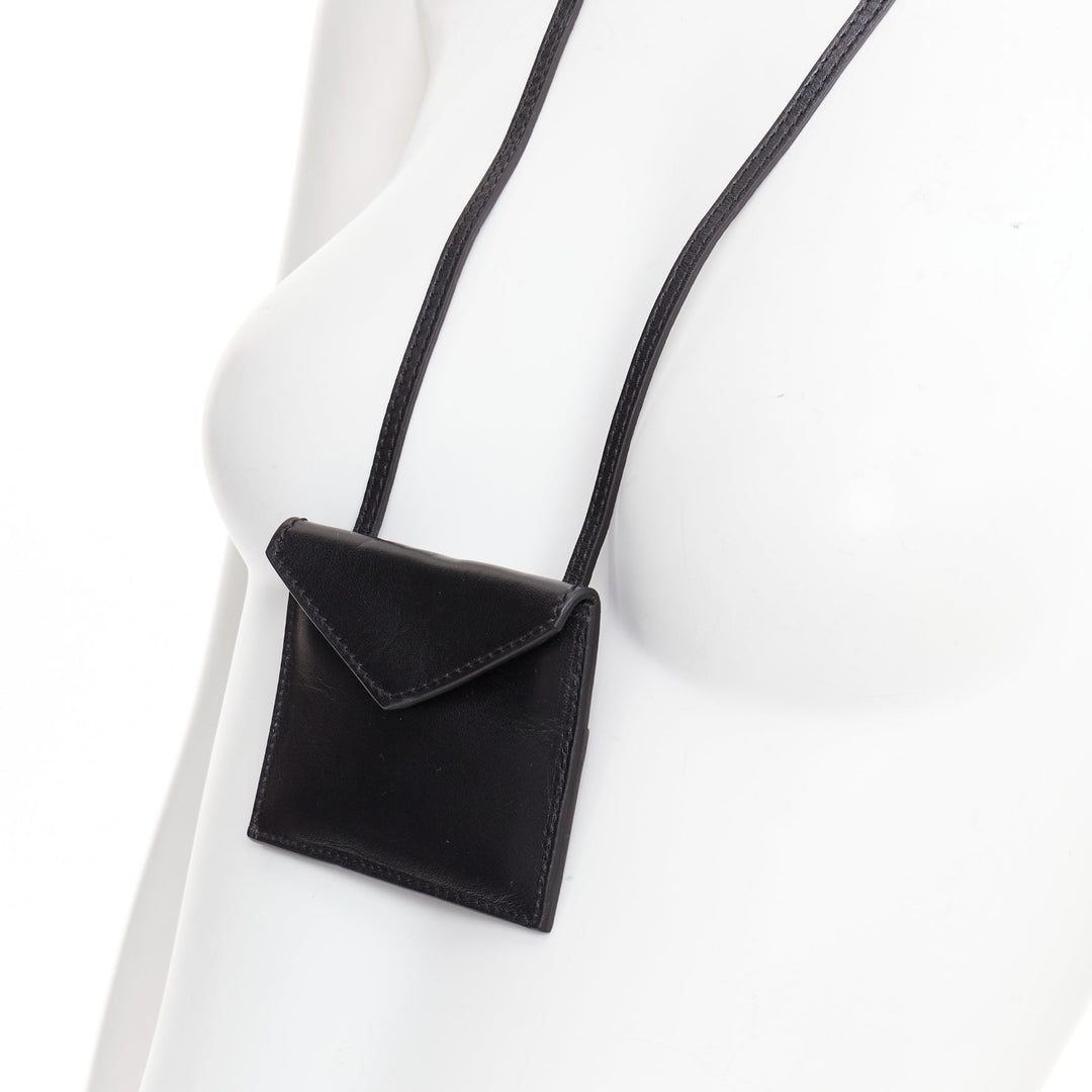 GIAMBATTISTA VALLI black leather mini envelop pouch necklace