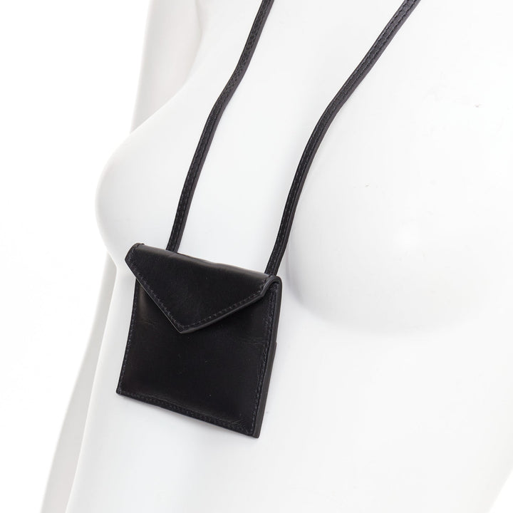 GIAMBATTISTA VALLI black leather mini envelop pouch necklace