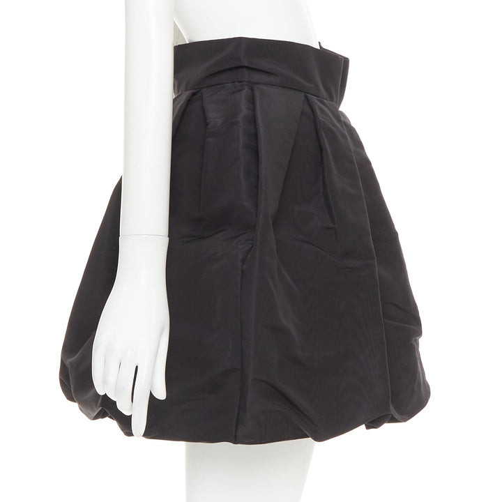 ALEXANDRE VAUTHIER black taffeta silk pleated high waist short bubble skirt