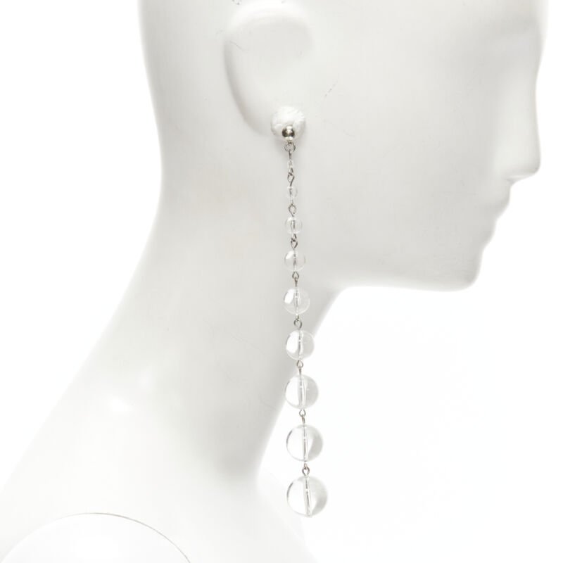 OSCAR DE LA RENTA clear enamel acrylic ball drop statement earrings