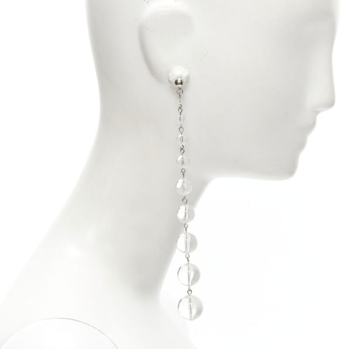 OSCAR DE LA RENTA clear enamel acrylic ball drop statement earrings