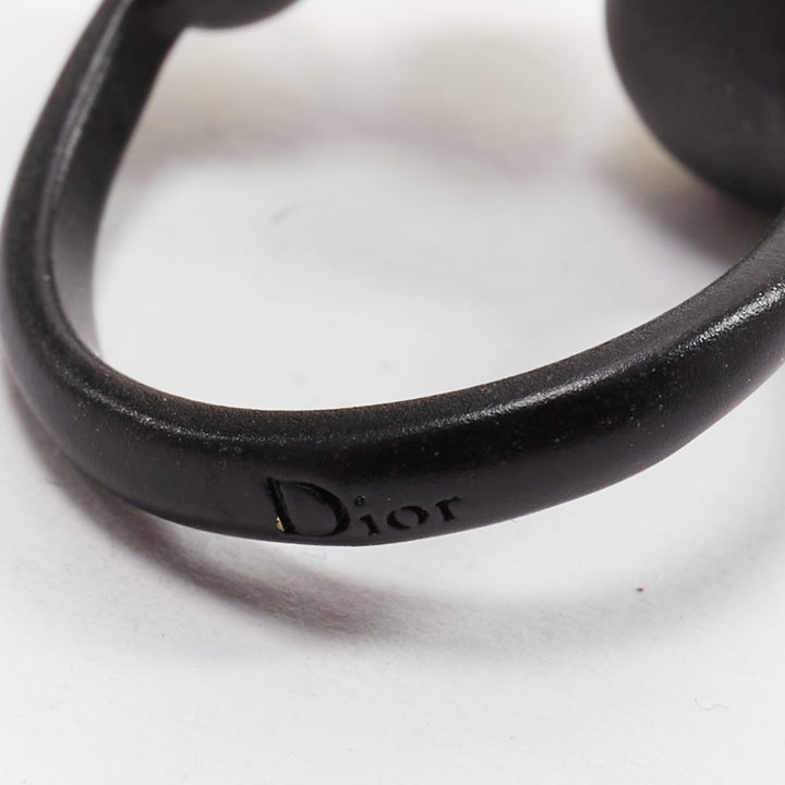 DIOR Tribale black matte metal trio faux faux pearl ring