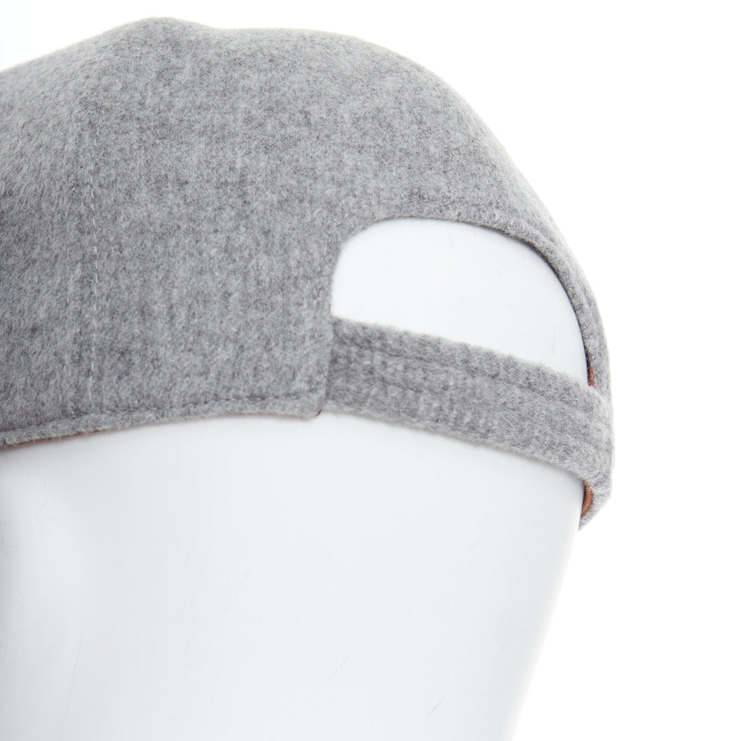 LORO PIANA Cashmere Storm System grey virgin wool cashmere cap hat L