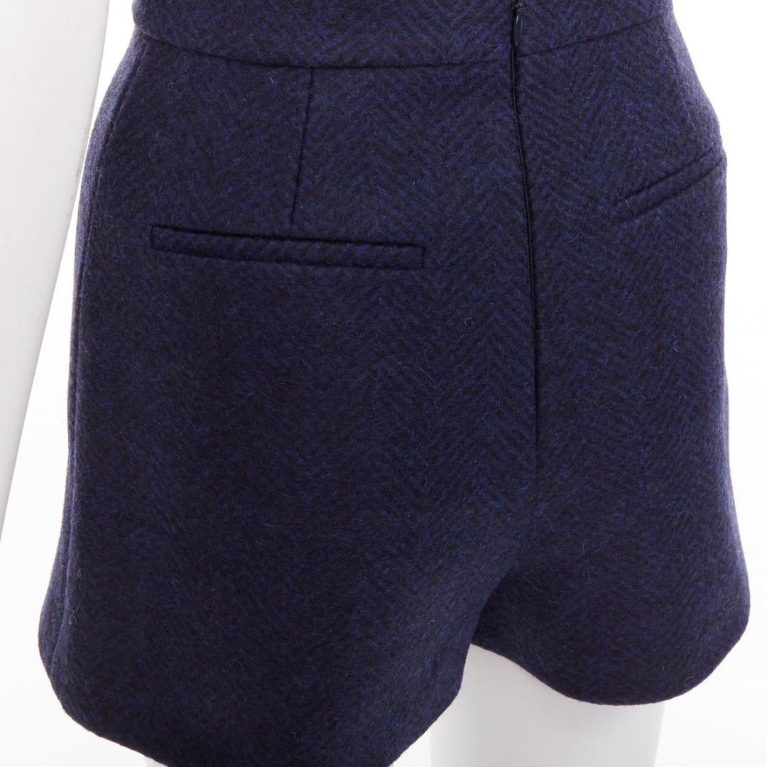 RED VALENTINO navy virgin wool nautical gold button high waist shorts IT36 XXS