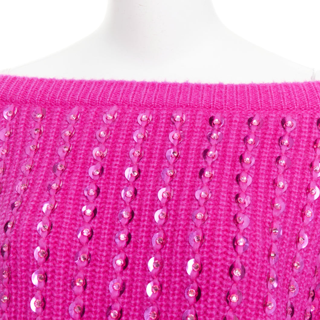 VALENTINO 2022 Pier Paolo Piccioli hot pink mohair blend jewel sweater S