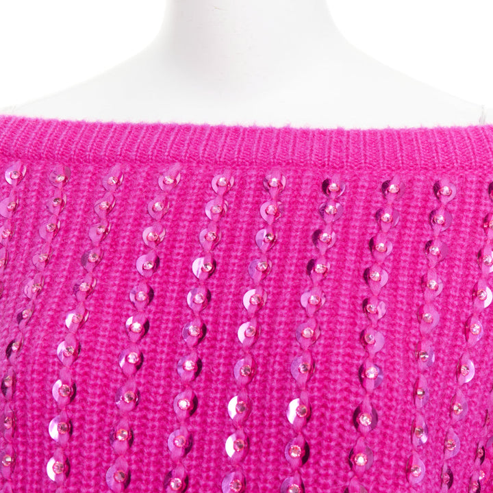VALENTINO 2022 Pier Paolo Piccioli hot pink mohair blend jewel sweater S