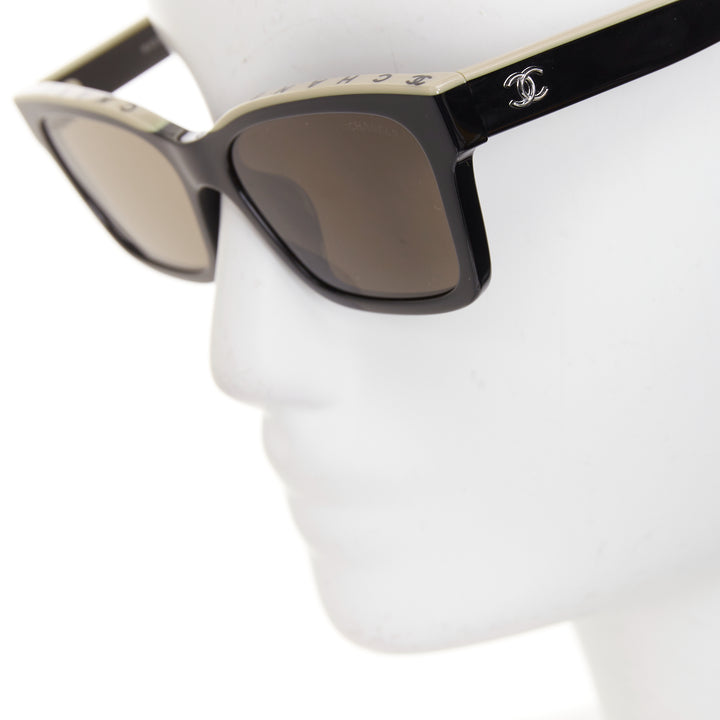 CHANEL 5417-A beige black CC logo CHANEL top bridge two tone sunglasses