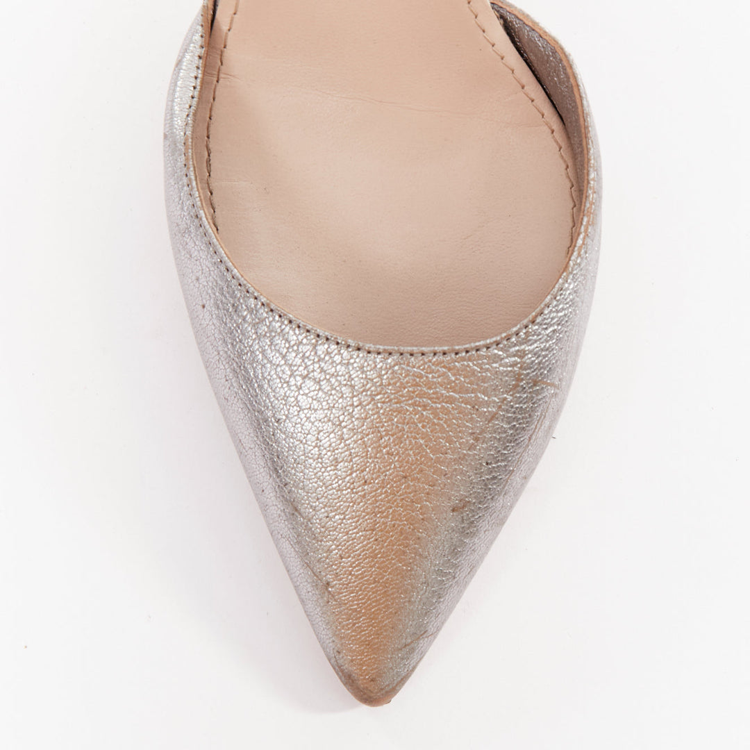 MIU MIU silver leather jewel embellished block heel pump EU35.5