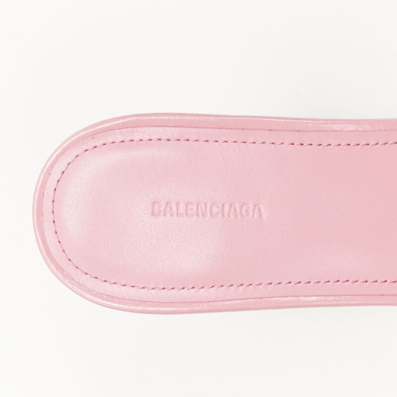 BALENCIAGA 2022 Cagole pink leather silver studded mule heel EU38 US8