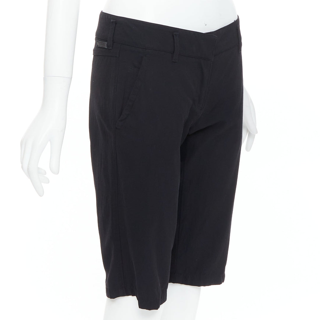 PRADA 2007 Vintage Linea Rossa black logo cropped shorts IT40 S