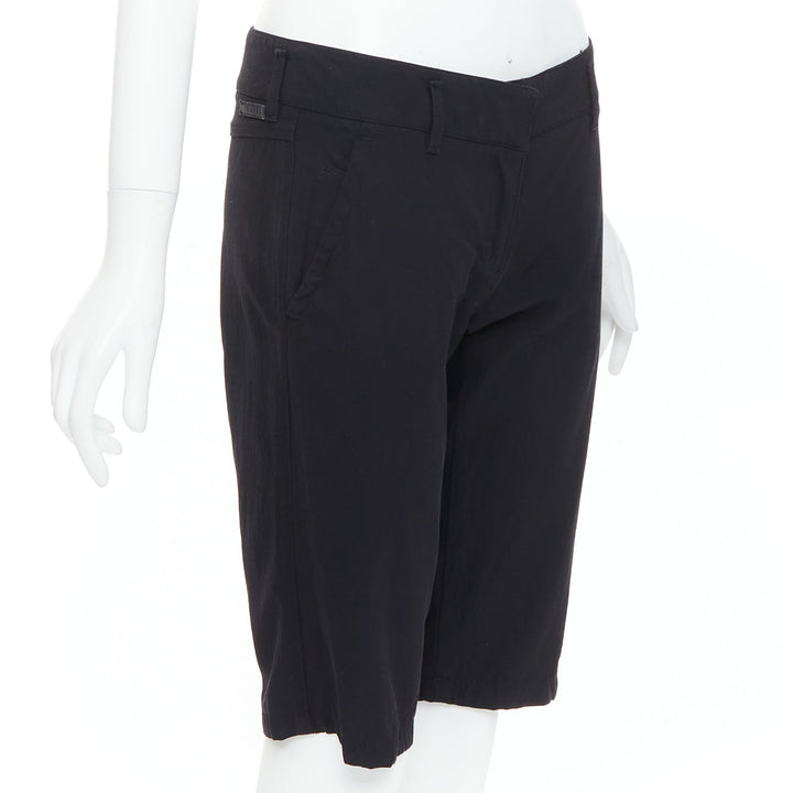 PRADA 2007 Vintage Linea Rossa black logo cropped shorts IT40 S