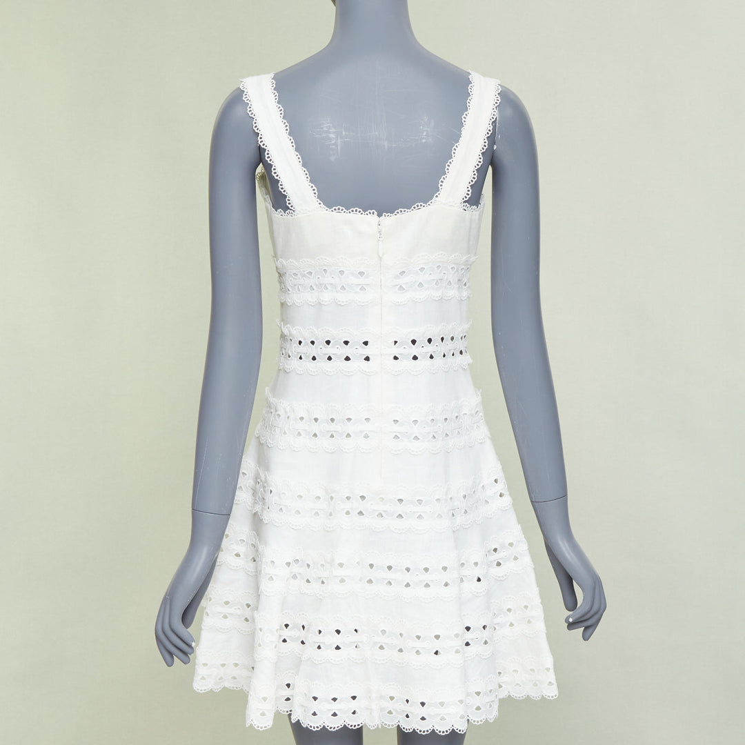 ZIMMERMANN white 100% linen embroidered anglais cotton sundress Sz.2 M