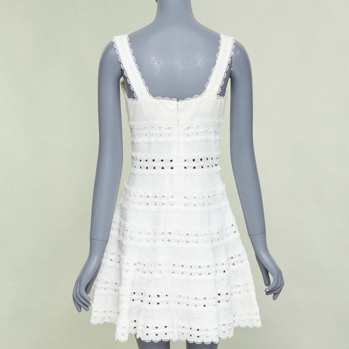 ZIMMERMANN white 100% linen embroidered anglais cotton sundress Sz.2 M