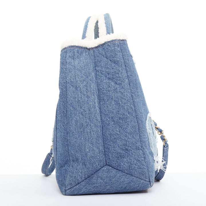 CHANEL 2019 Runway Paris-Egypt Deauville Hieroglyph Shopping Tote denim blue