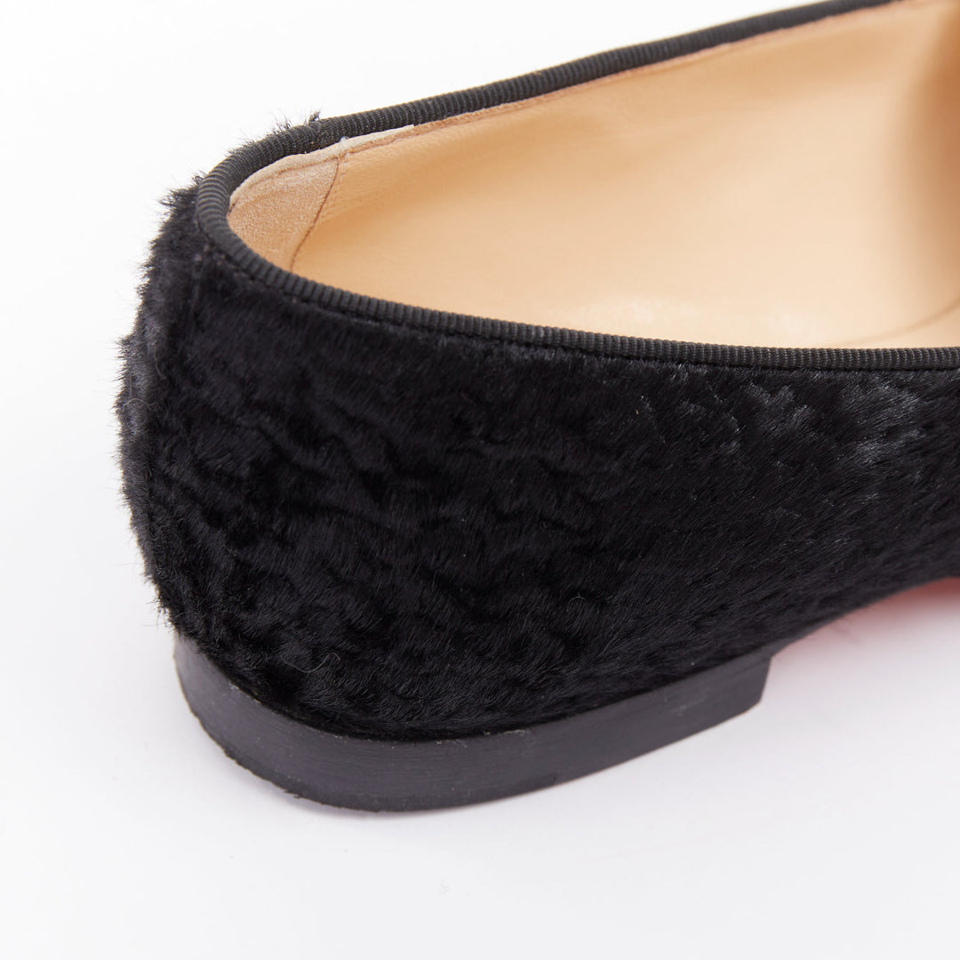 CHRISTIAN LOUBOUTIN Dictateur persian lamb fur Medallion embroidered flats EU37