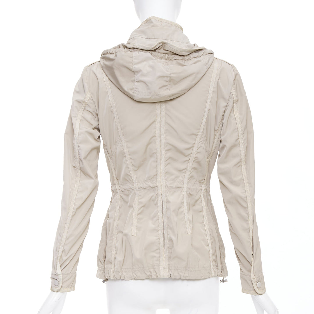 MONCLER Roxane Giubotto beige nylon military cargo pocket jacket Sz.0 XS
