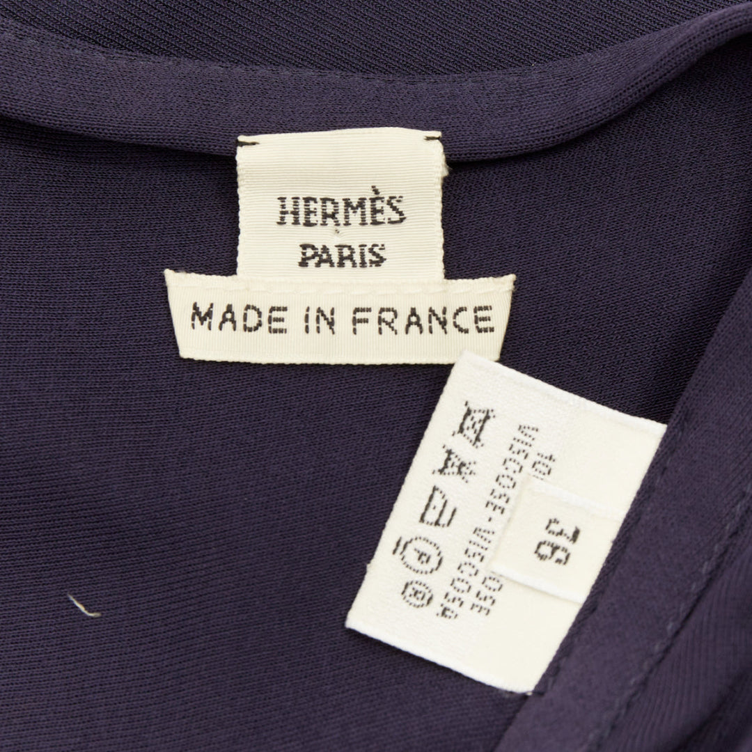 HERMES 2014 leather hardware bust navy viscose strapless gown dress FR36 S