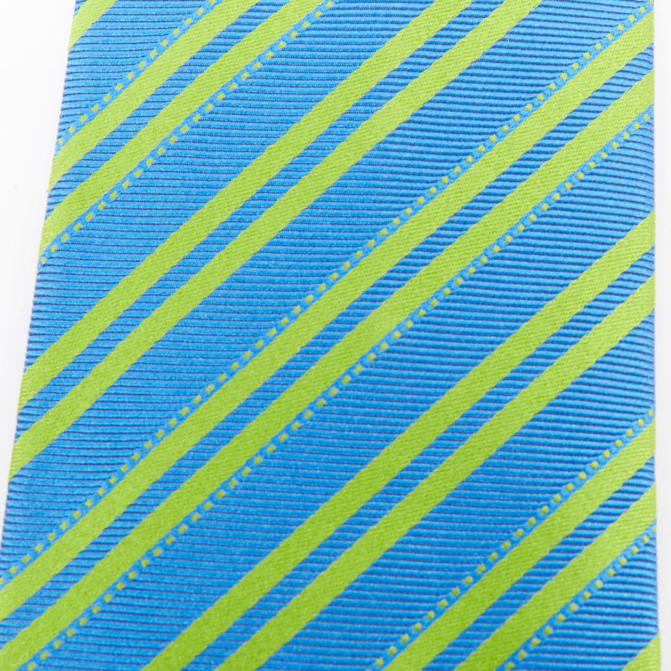 KITON NAPOLI Set of 4 100% silk blue green black white diagonal stripe dress tie