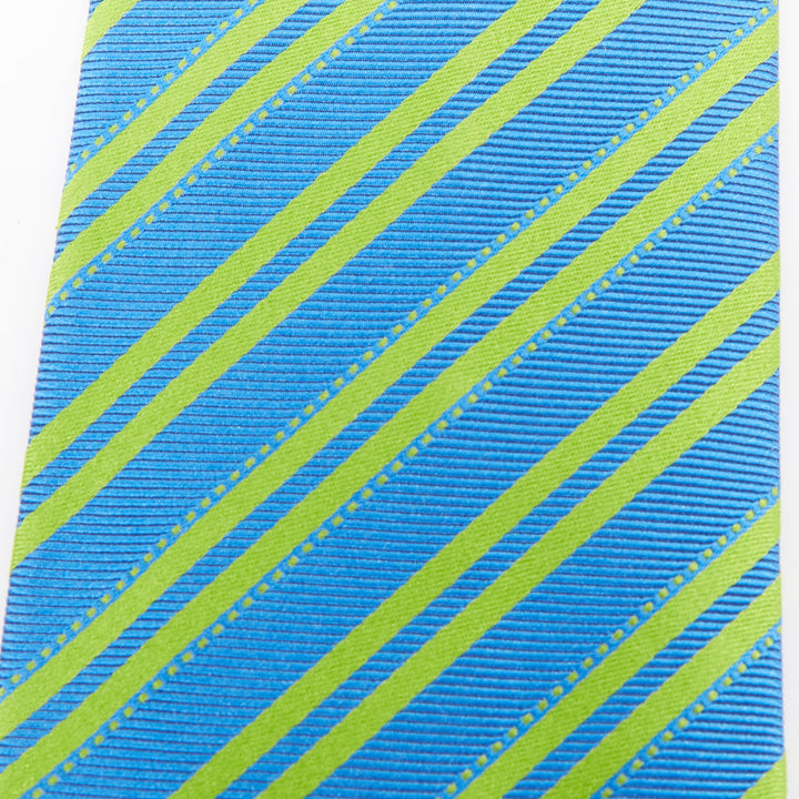 KITON NAPOLI Set of 4 100% silk blue green black white diagonal stripe dress tie