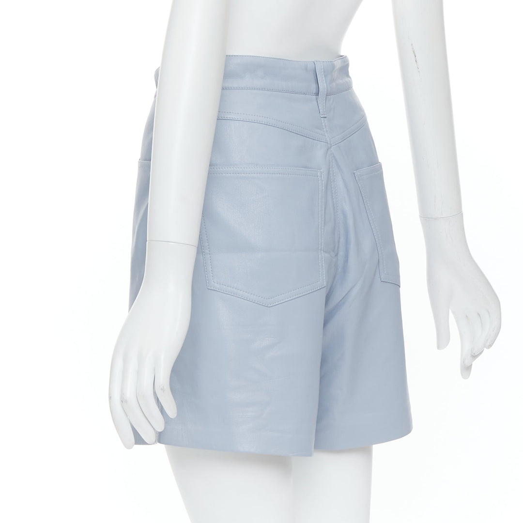 NANUSHKA powder blue vegan leather high waist shorts S