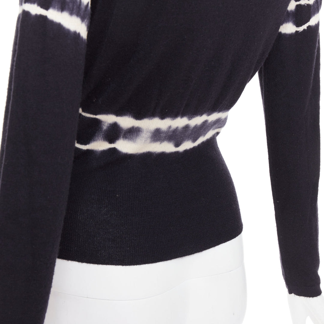 MIU MIU 2013 black cashmere silk tie dye cinched waist pullover sweater IT40 S