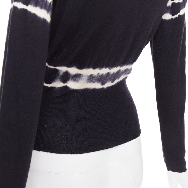 MIU MIU 2013 black cashmere silk tie dye cinched waist pullover sweater IT40 S