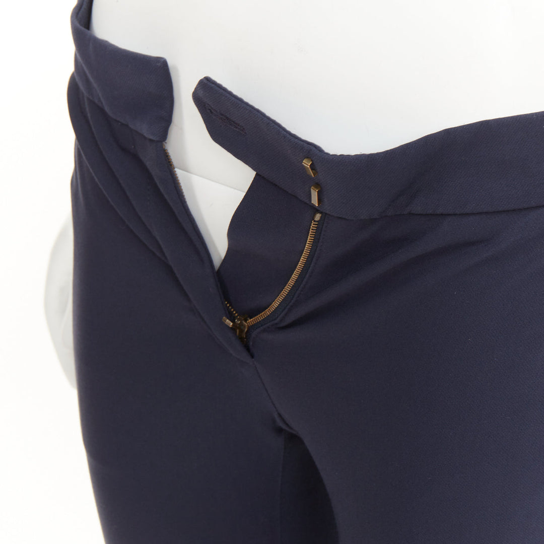 STELLA MCCARTNEY navy cotton blend zip fly tapered cigarette trousers IT 38 XS