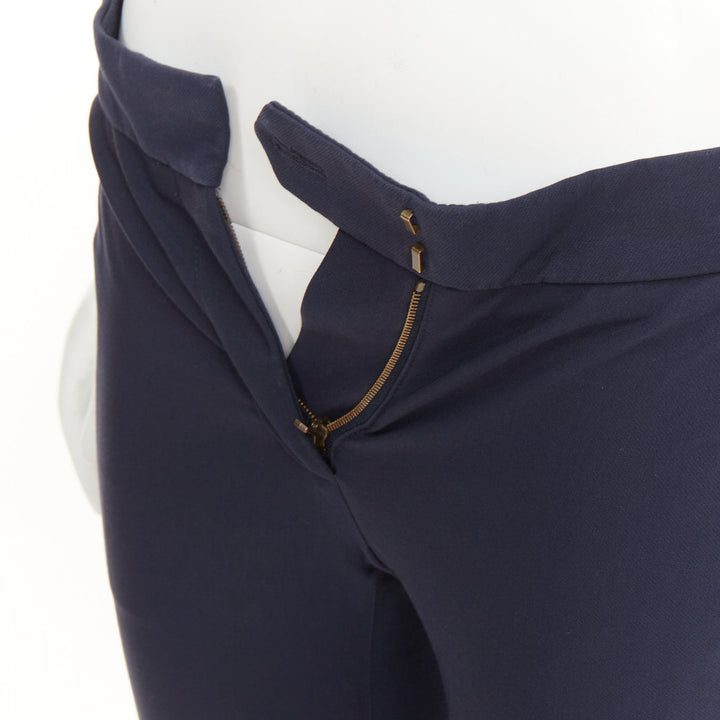 STELLA MCCARTNEY navy cotton blend zip fly tapered cigarette trousers IT 38 XS