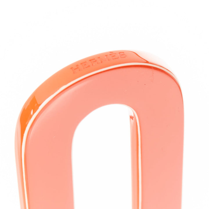HERMES Mayance orange lacquered buffalo horn oval link pendant necklace