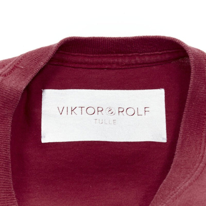 VIKTOR & ROLF Central red lilac tulle varsity logo print deconstructed tshirt S