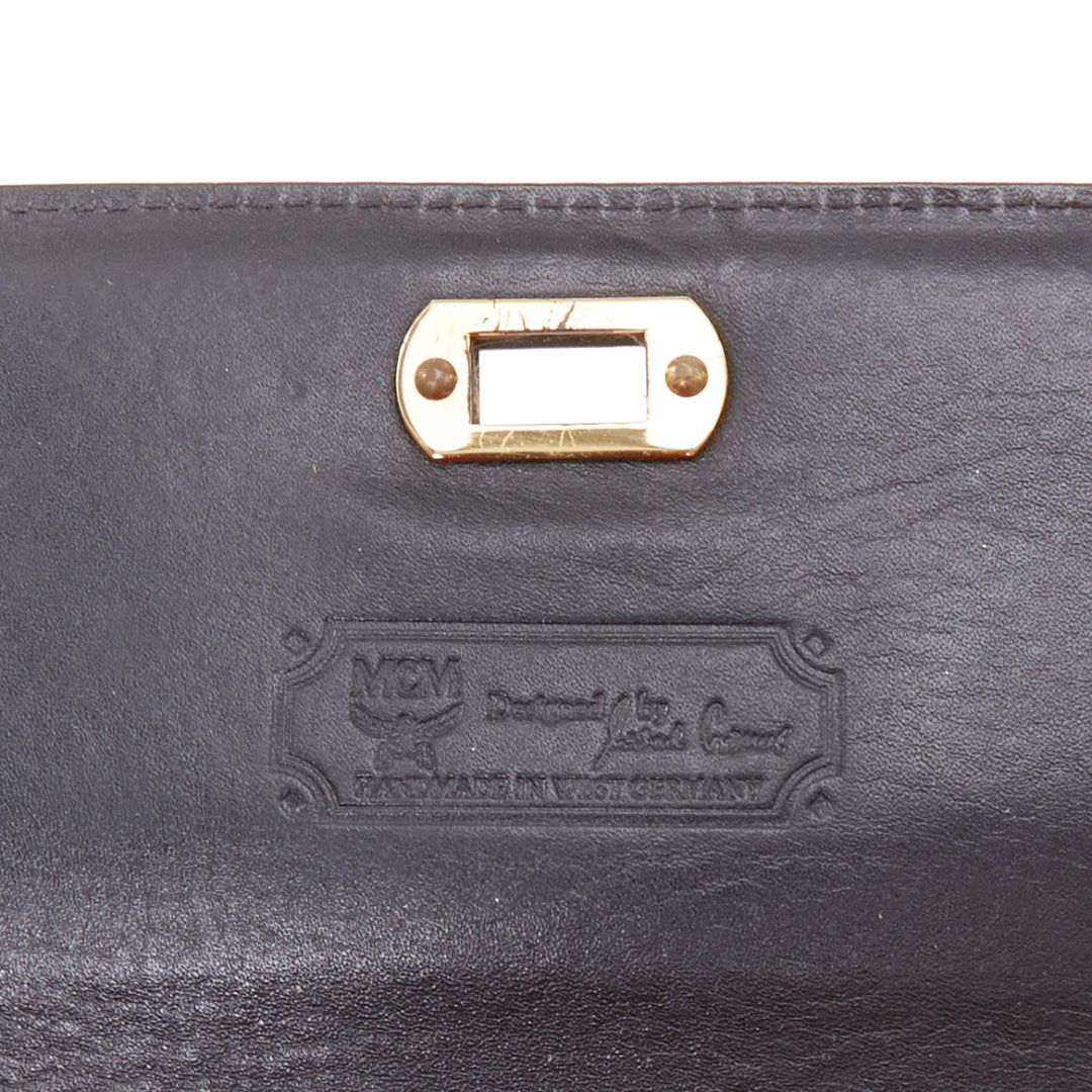 MCM Vintage Kelly black Visetos  monogram nylon leather trim GHW turnlock bag