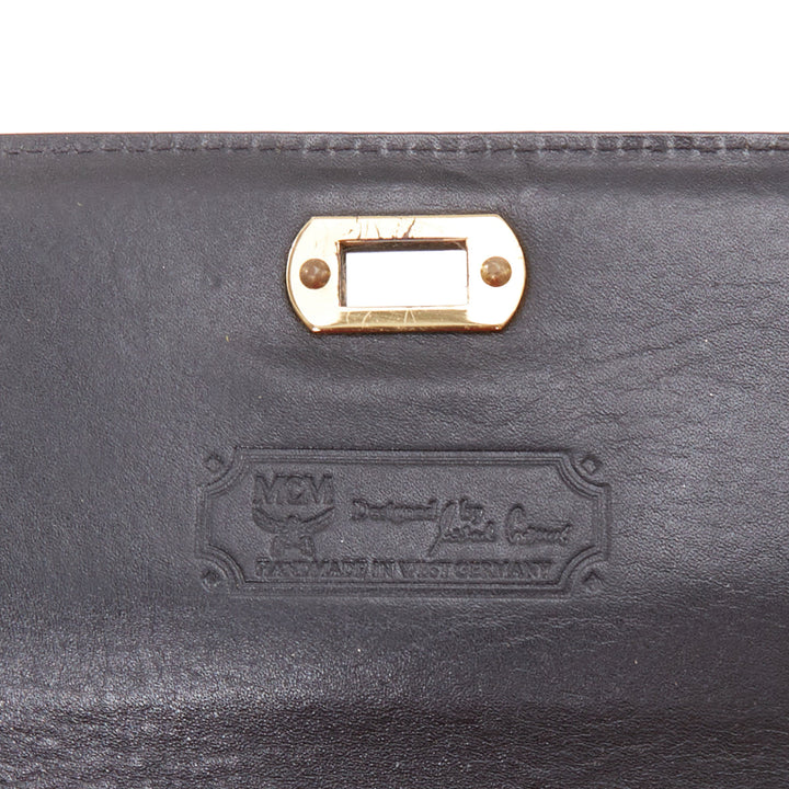 MCM Vintage Kelly black Visetos  monogram nylon leather trim GHW turnlock bag