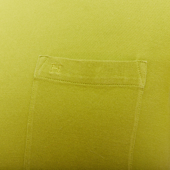 HERMES olive green cotton H logo crew neck pocket t-shirt top XS