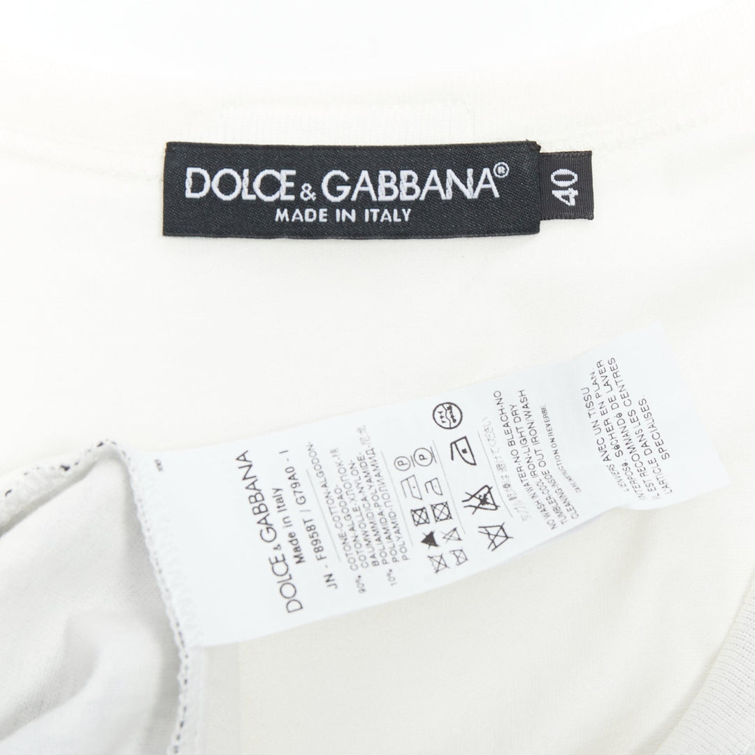 DOLCE GABBANA black white cotton lace overlay tank top IT40 S