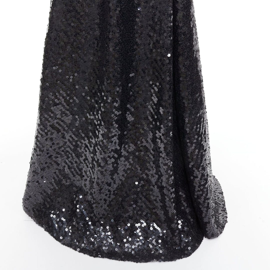 ALEXANDRE VAUTHIER black sequins long sleeve open back fishtail gown dress