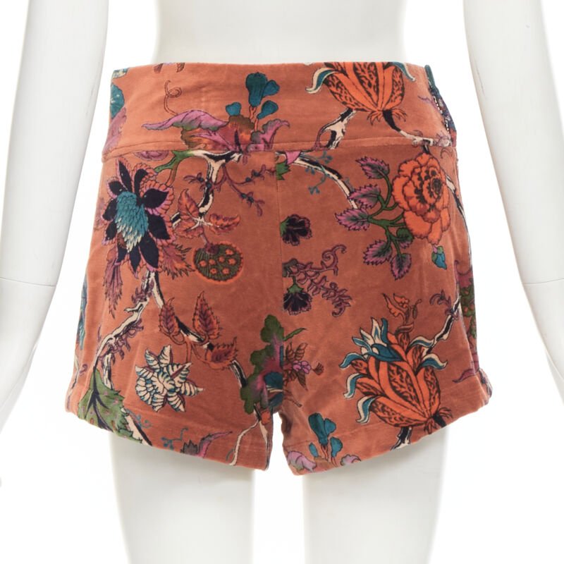 ALIX OF BOHEMIA Schoolboy cinnamon floral velvet  waist coat shorts set
