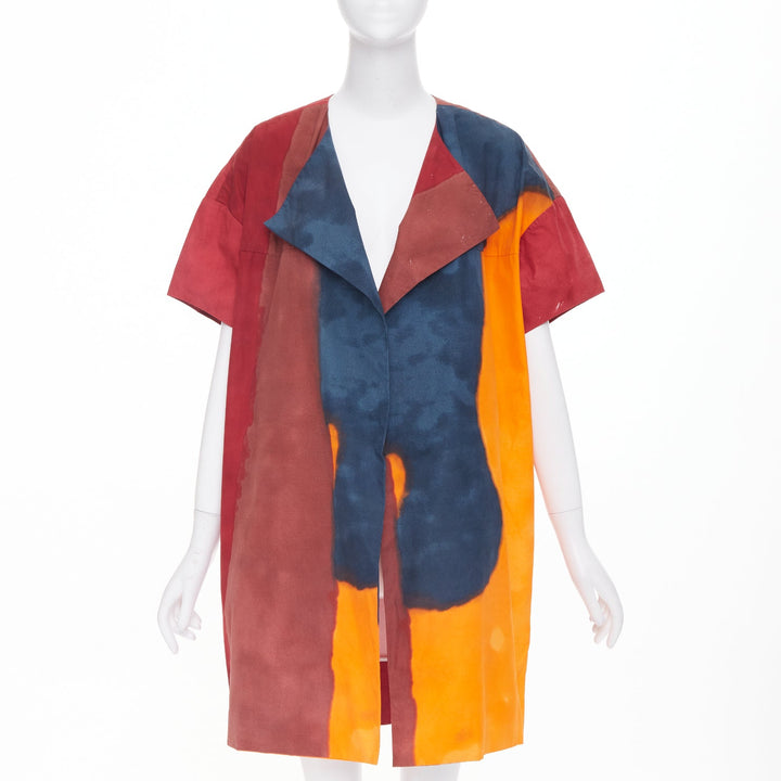 MARNI 2018 painterly abstract colorblock cotton poplin over coat  IT42 M