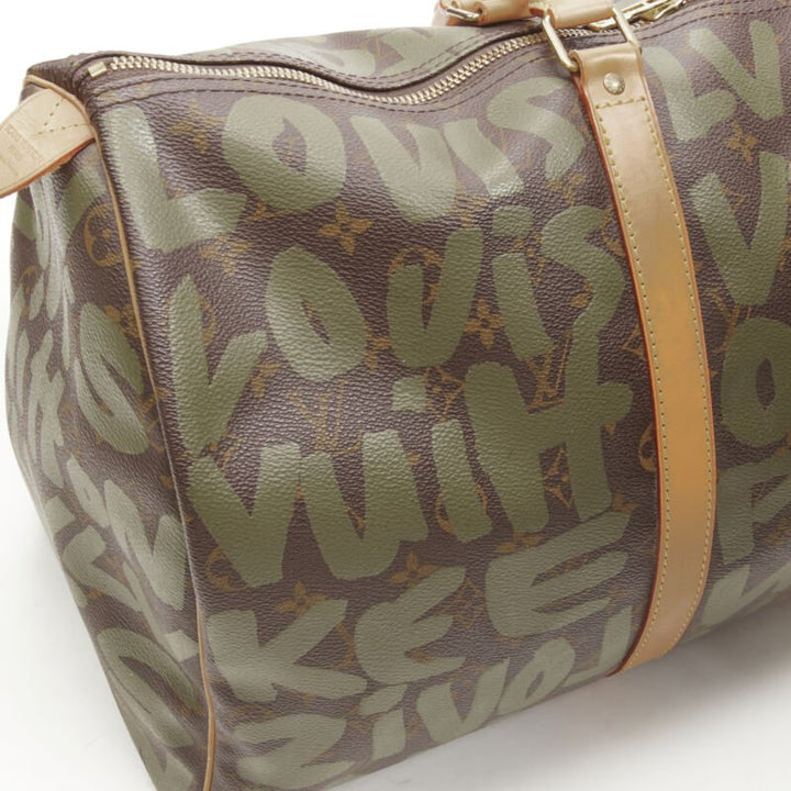 rare LOUIS VUITTON Stephen Sprouse Graffiti khaki green monogram Keepall 50 bag