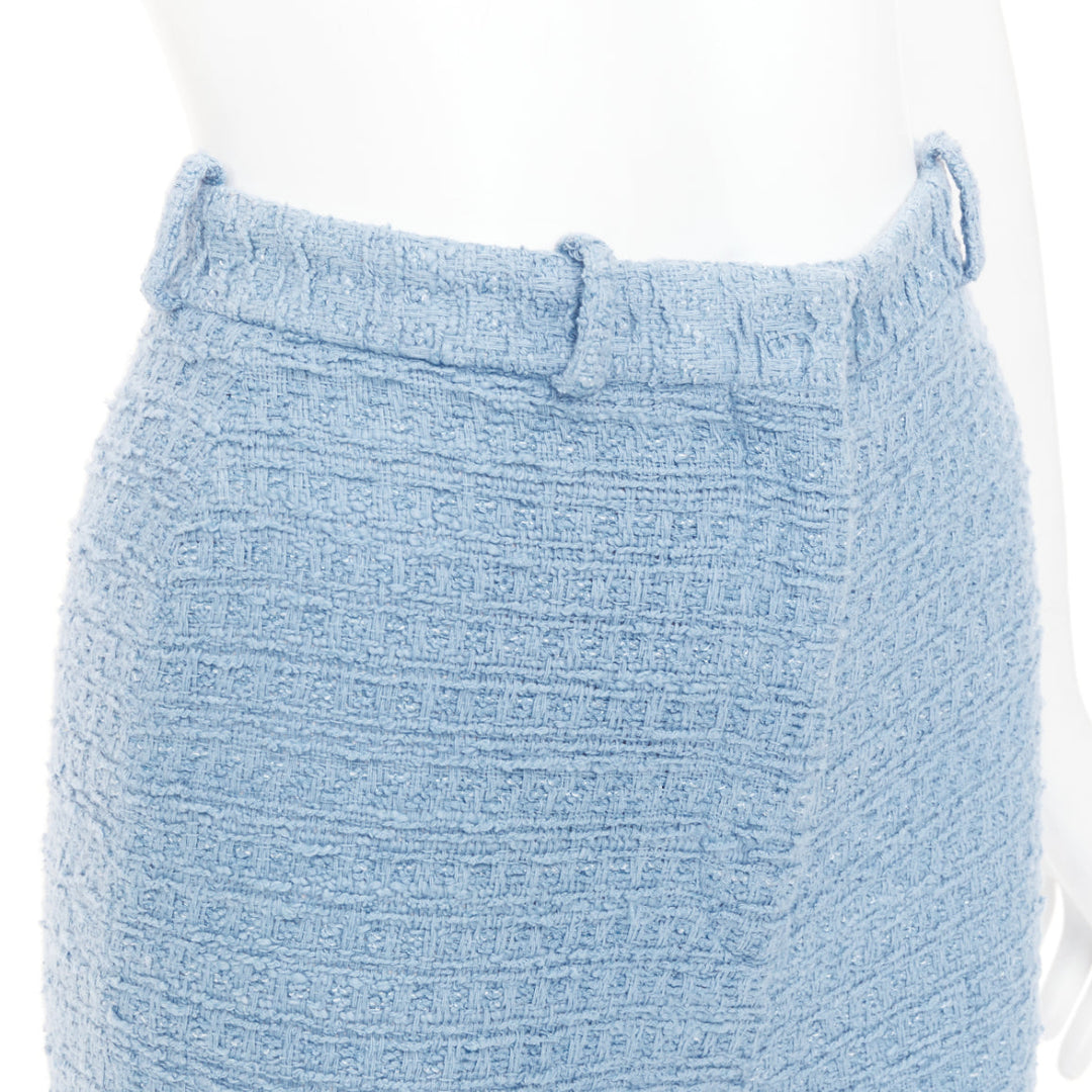 OSCAR DE LA RENTA 2023 Tanzanite blue tweed high waisted cropped pants US0 XS