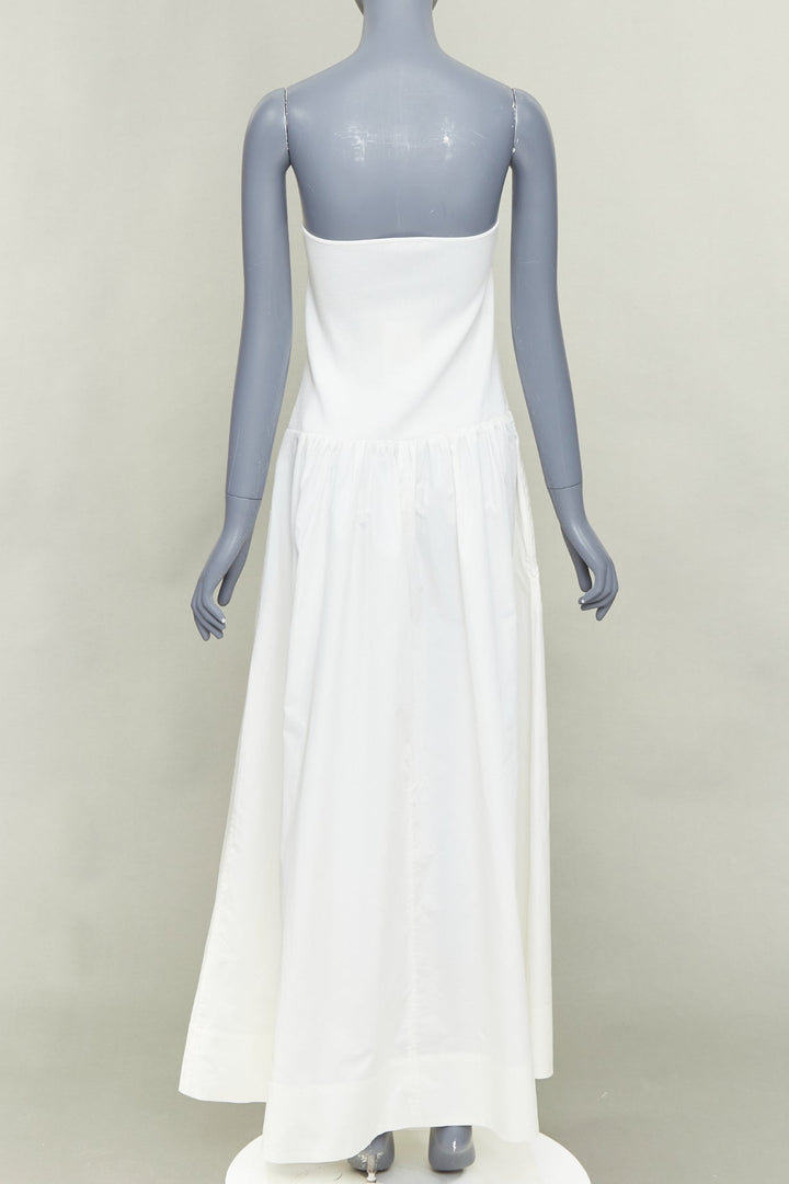 ST AGNI 2023 white strapless drop waist knit poplin maxi dress XL