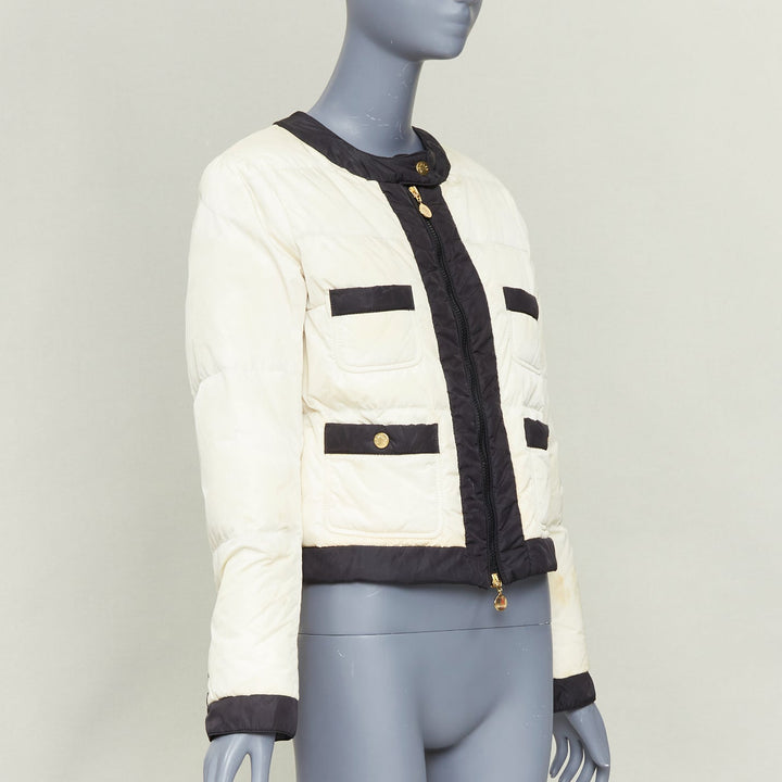 MONCLER G32-003 Piumino Nuovo Daphne cream black 4 pocket padded jacket US2 S