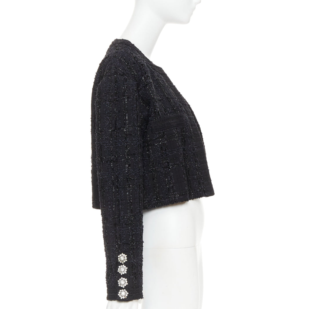 ALEXANDRE VAUTHIER COUTURE AW2019 Runway black metallic tweed cropped jacket