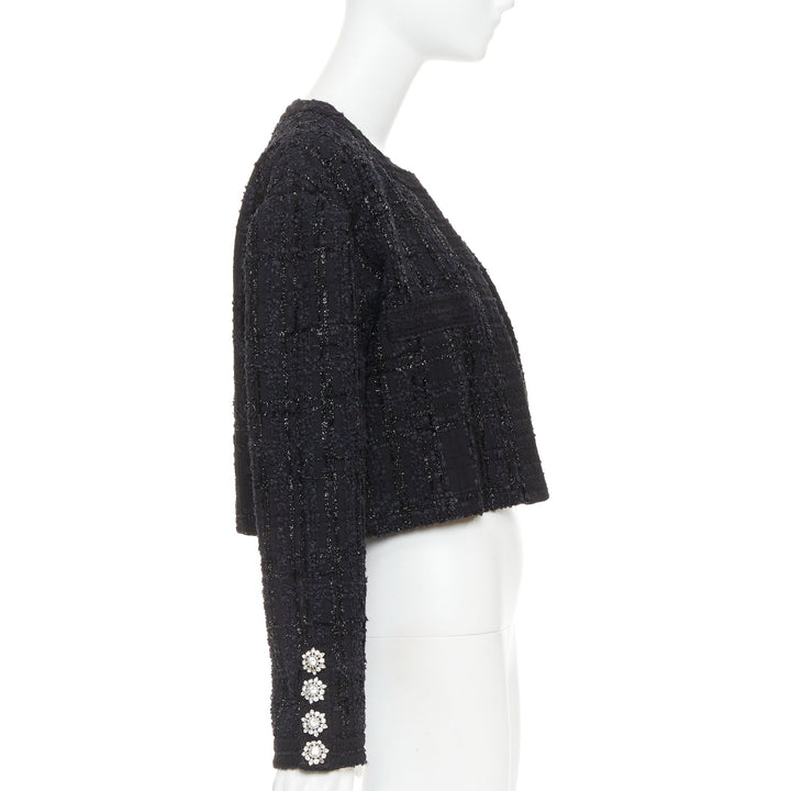ALEXANDRE VAUTHIER COUTURE AW2019 Runway black metallic tweed cropped jacket