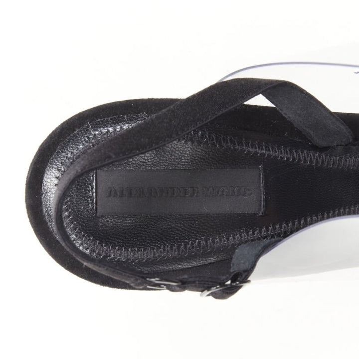 ALEXANDER WANG clear PVC black strappy slingback mule sandal EU38.5