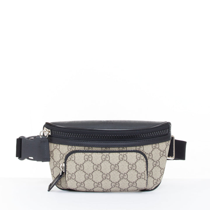 GUCCI Eden Supreme GG monogram canvas black leather belt bag