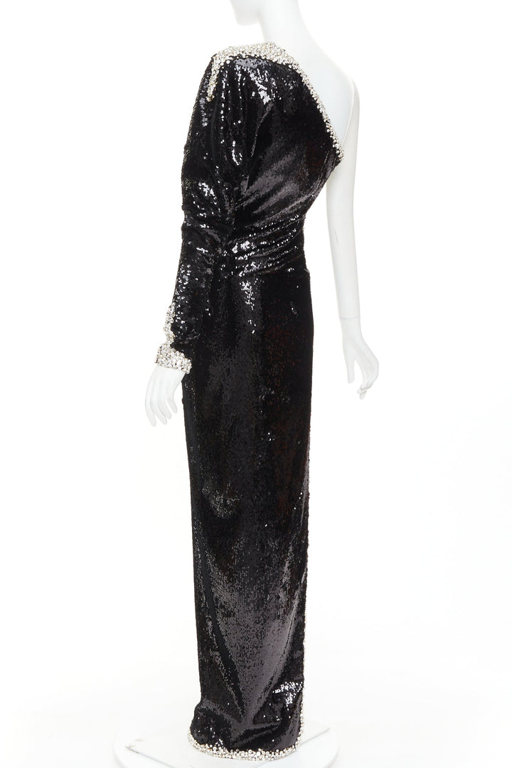 ALEXANDRE VAUTHIER COUTURE SS2021 black sequin silver crystal one shoulder dress