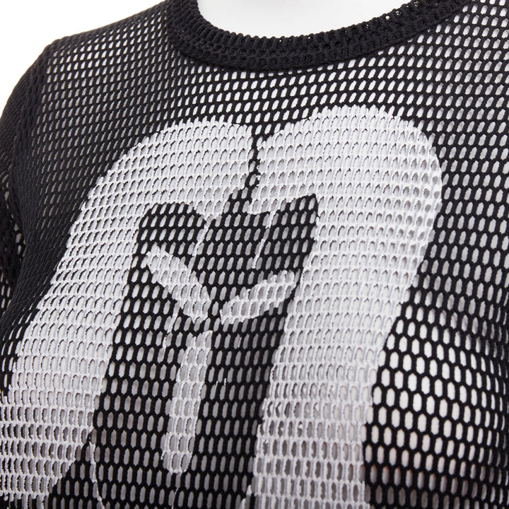 COMME DES GARCONS Alisa Yoffe 2019 white black abstract face net mesh dress XS