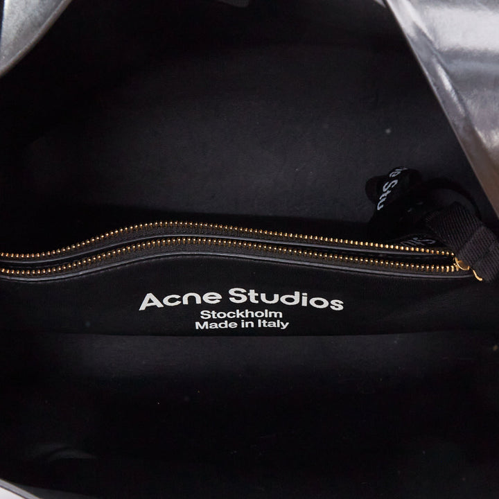 ACNE STUDIOS Musubi glossy black leather bow side shoulder hobo bag