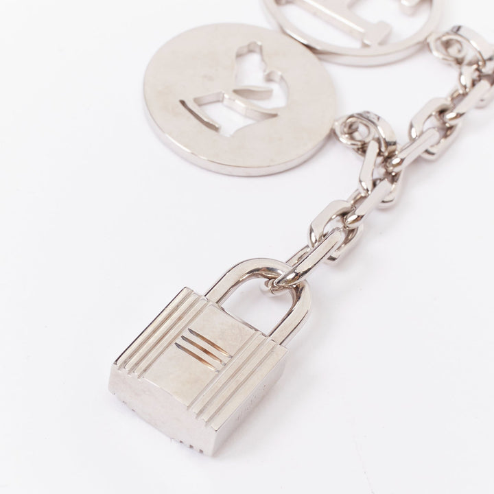 HERMES Palladium Breloque Olga Cadena lock H logo horse dog coin bag charm chain