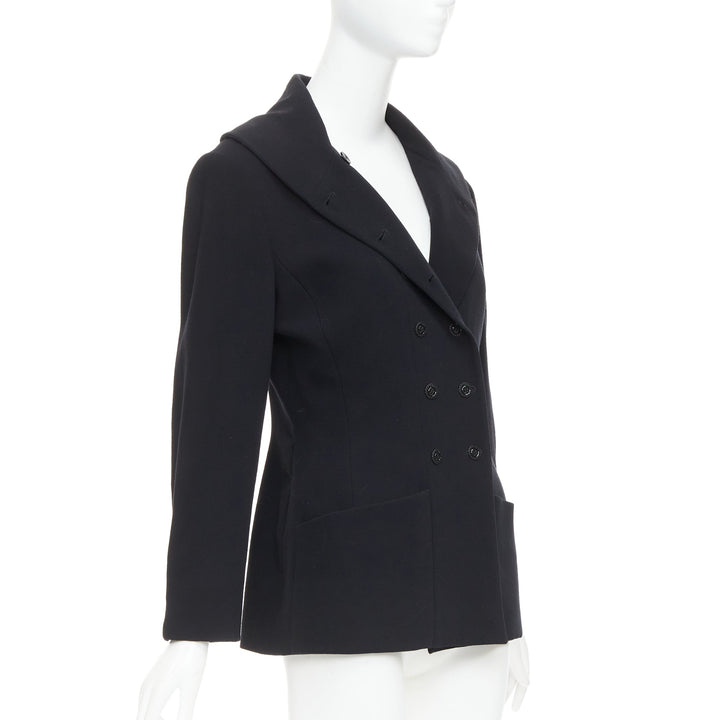 KARL LAGERFELD Vintage black wool shawl collar double breasetd blazer FR38 M